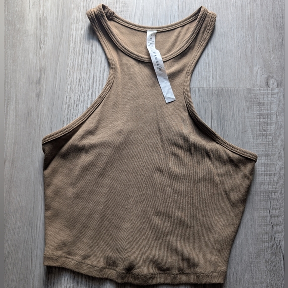 Two Lululemon Ribbed High Neck Racer Tank Tops - Picture 2 of 6